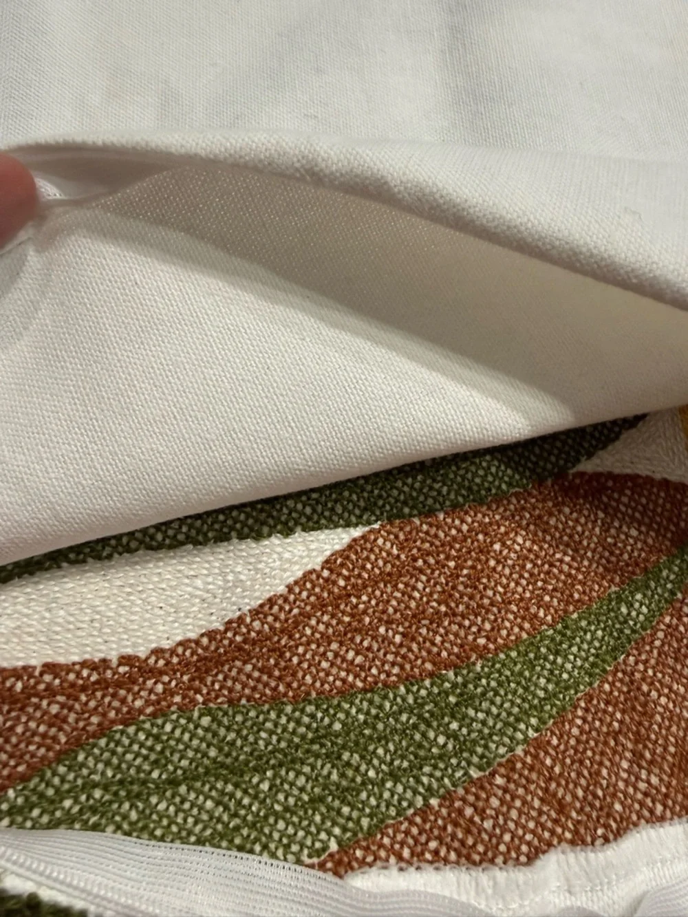 Boho White Pillow Covers With Green Leafs and Mustard accents Set of 2 L2